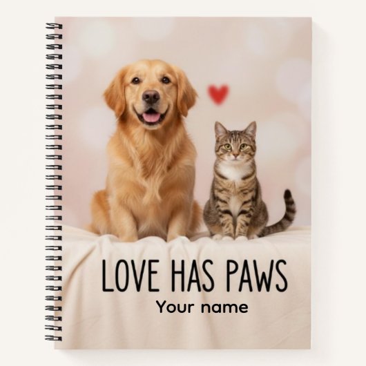 Carnet Custom Love Has Paws Canvas (Devant)