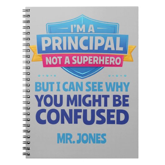 Carnet Custom Male Principal funny Superhero  (Devant)