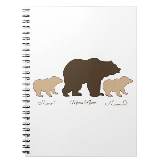 Carnet Custom Mama Bear With 2 Kid Names Mothers Day Gift (Devant)