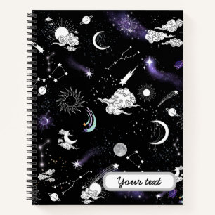 Carnet Custom Modern Cute Galaxy ciel étoiles motif lune