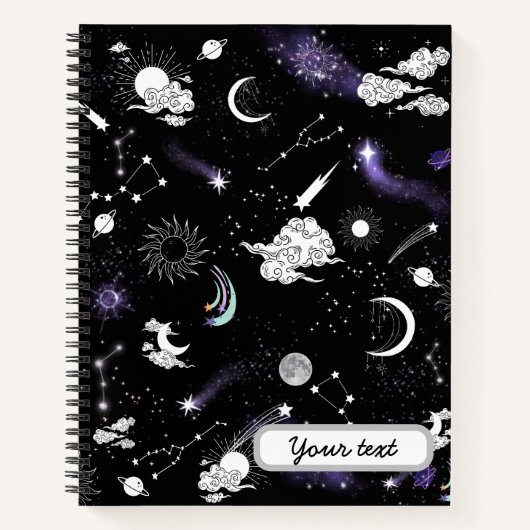 Carnet Custom Modern Cute Galaxy ciel étoiles motif lune (Devant)