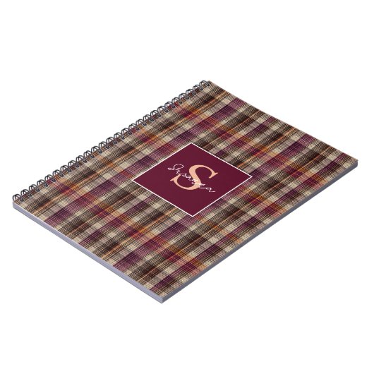 Carnet Custom Monogram Gingham Style Pattern (Côté gauche)