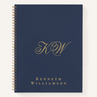 Carnet Custom Monogram Navy Blue Gold Minimalist Men 