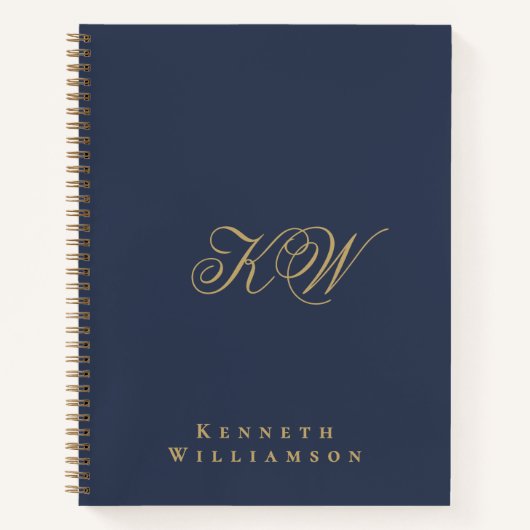 Carnet Custom Monogram Navy Blue Gold Minimalist Men  (Devant)