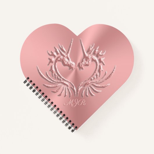 Carnet Custom monogram, rose, Scaly Dragon Heart (Devant)