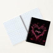 Carnet Custom Name Cute Gothic Pink Heart Spiderweb  (Intérieur)