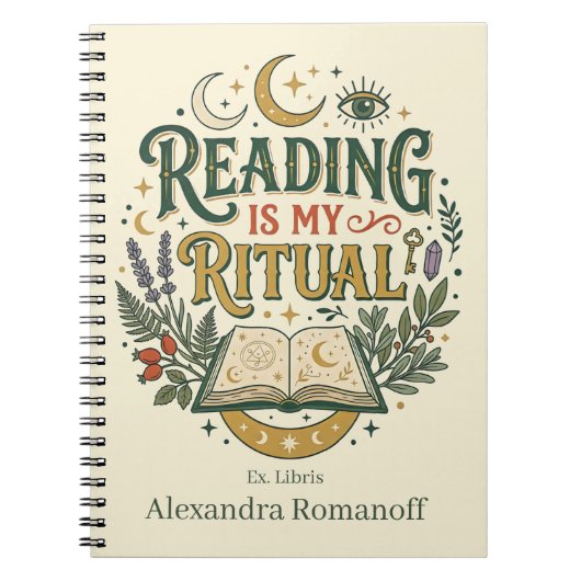 Carnet Custom Name Ex Libris Reading Is My Ritual (Devant)