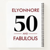 Carnet Custom Name Modern 50 And Fabulous Cherry Wine  (Dos)