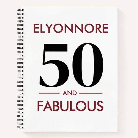 Carnet Custom Name Modern 50 And Fabulous Cherry Wine  (Devant)