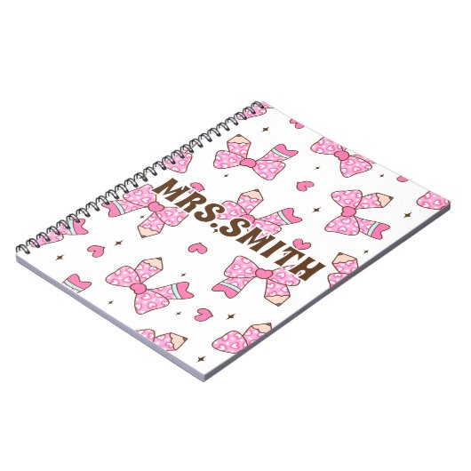 Carnet Custom Name Pencil Coquette Bow  (Côté gauche)