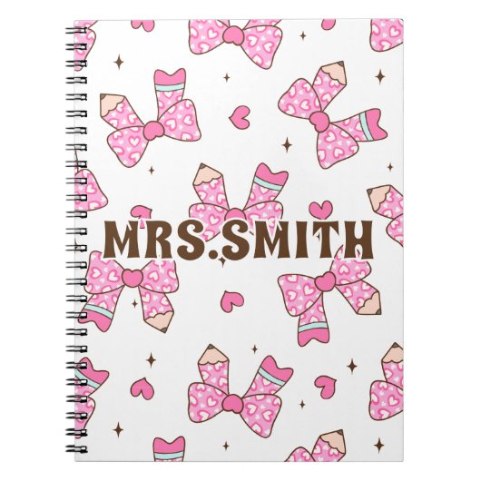 Carnet Custom Name Pencil Coquette Bow  (Devant)