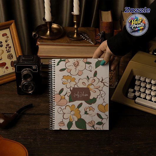 Carnet Custom Name Soft Pastel Floral Garden Name Label