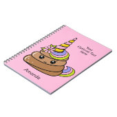 Carnet Custom Name & Text Unicorn Poop (Côté gauche)