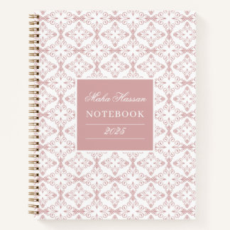 Carnet Custom Name & Year Dusty Rose Vector Pattern