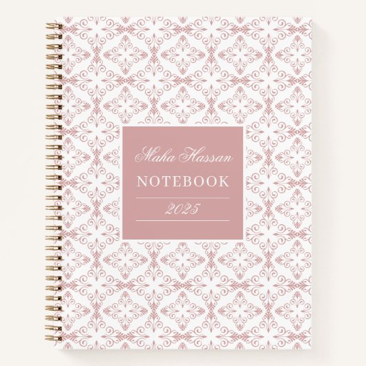 Carnet Custom Name & Year Dusty Rose Vector Pattern (Devant)