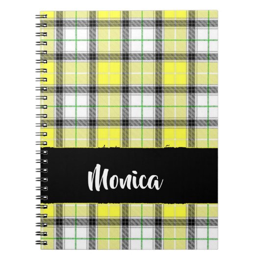 Carnet Custom name yellow plaid (Devant)