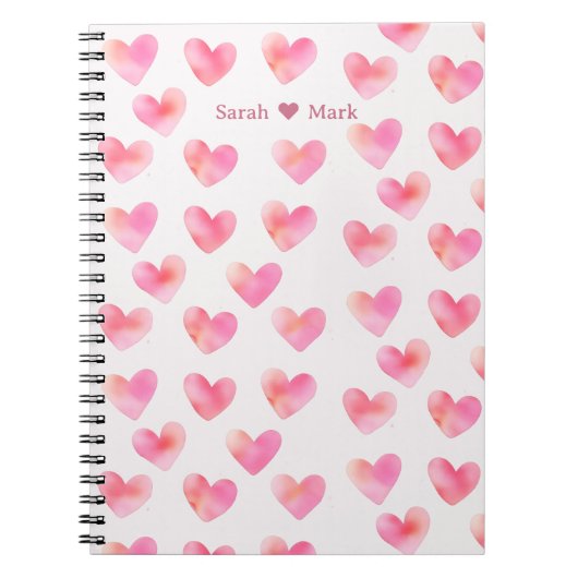 Carnet Custom Names Romantic Pink Love Design -  (Devant)