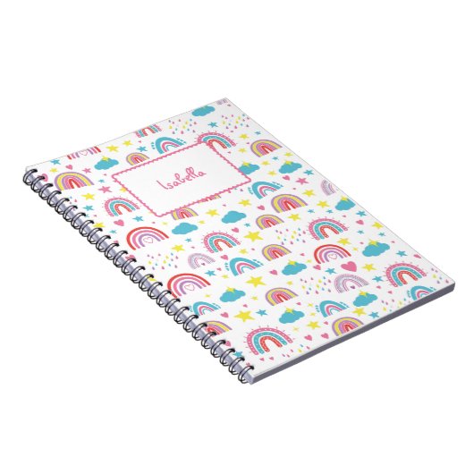 Carnet Custom Notebook With Name Rainbow Design for Girls (Côté Droit)