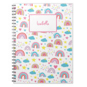 Carnet Custom Notebook With Name Rainbow Design for Girls (Devant)