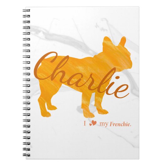 Carnet Custom Pastel Orange French Bulldog - Frenchie (Devant)