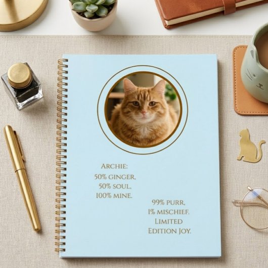 Carnet Custom Pet Photo Ginger Cat Personalized Notebook
