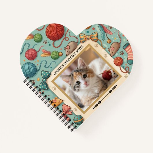 Carnet Custom Pet Photo & Name Cute Cat Toy Pattern Noteb (Devant)