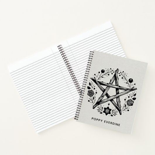 Carnet Custom Rustic Wood Twig Star Pentacle Wiccan (Intérieur)