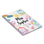 Carnet Custom Teacher Name | Cute Colorful doodle (Côté Droit)