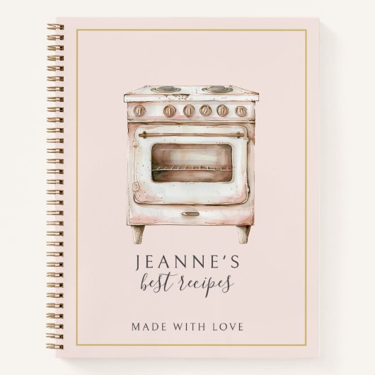 Carnet Custom Watercolor Cook's Kitchen Oven Recipe (Devant)