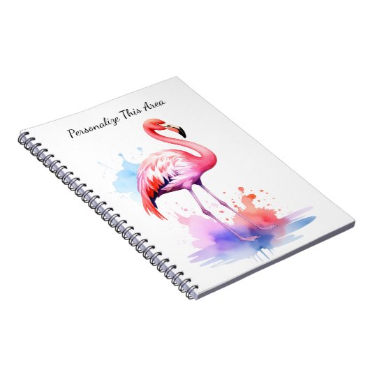 Carnet Custom Watercolor Flamingo Notebook (Côté Droit)