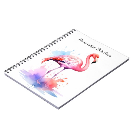 Carnet Custom Watercolor Flamingo Notebook (Côté gauche)