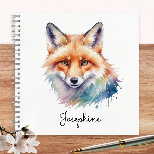Carnet Custom Watercolor Red Fox Personalized