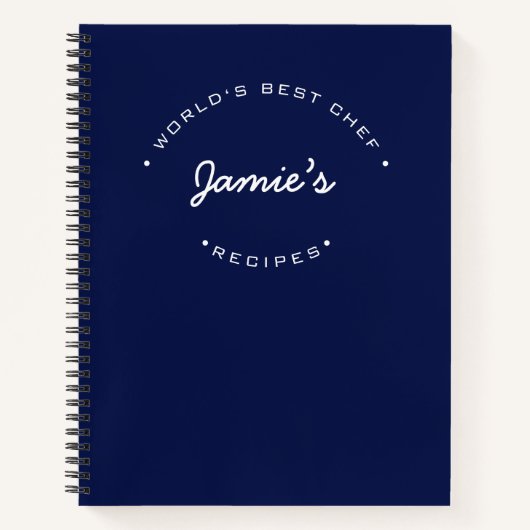 Carnet Custom World’s Best Chef Blue Personalized Recipe (Devant)