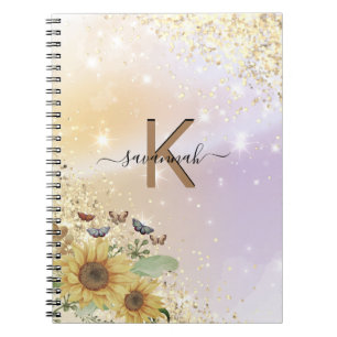 Carnet Custom Your Name Elegant Sunflower High School