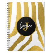 Carnet Customisé Faux Gold Zebra Print Stripes Motif (Devant)