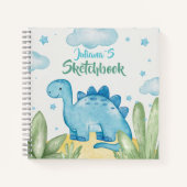 Carnet Customizable Blue Dinosaur Sketchbook (Devant)