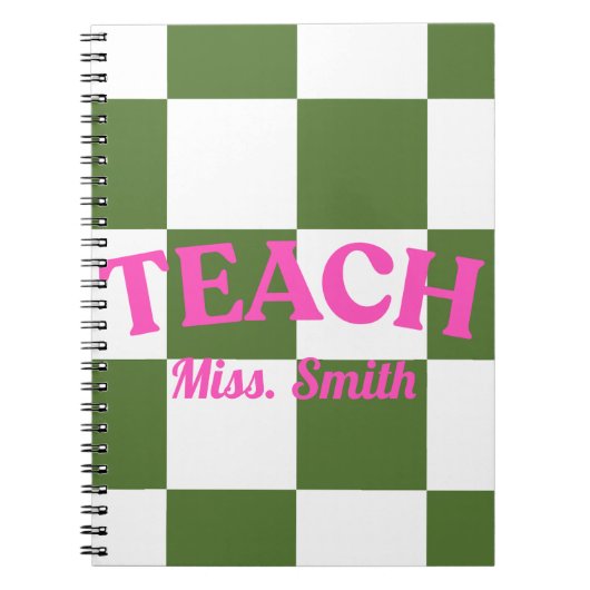 Carnet Customizable Green Checkered Teacher Notebook (Devant)