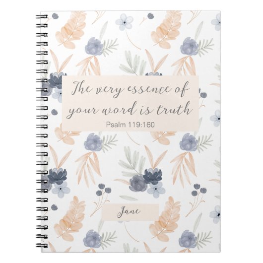 Carnet Customized JW 2023 year text Psalm 119:160 floral (Devant)
