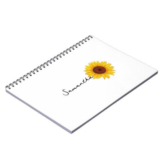 Carnet Customized minimal sunflower notebook, personalize (Côté gauche)