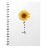 Carnet Customized minimal sunflower notebook, personalize (Devant)