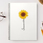 Carnet Customized minimal sunflower notebook, personalize