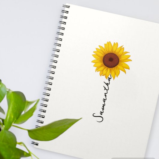 Carnet Customized minimal sunflower notebook, personalize