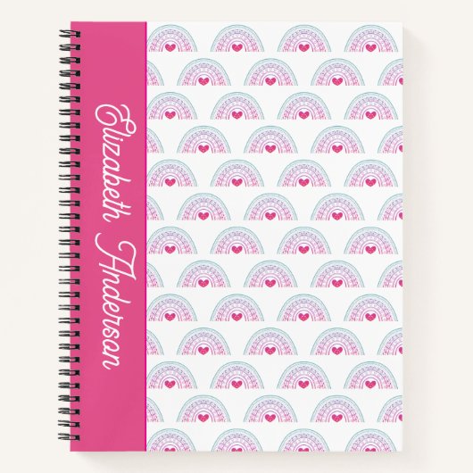 Carnet Cut Pink Boho Rainbow Girl (Devant)