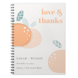 Carnet Cute Abstrait Vert Orange Fruité Gras Mariage