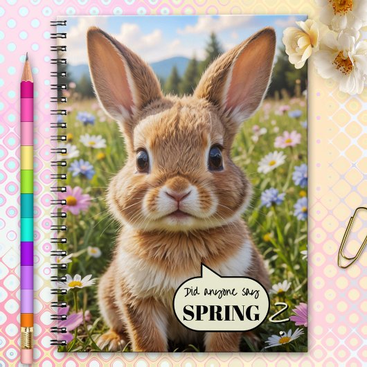 Carnet Cute Adorable Bunny Rabbit Spring Notebook