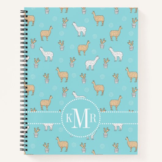 Carnet Cute Alpaca Llama Cactus Motif (Devant)