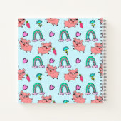 Carnet Cute and Quirky Pigs and Rainbows Pattern (Dos)