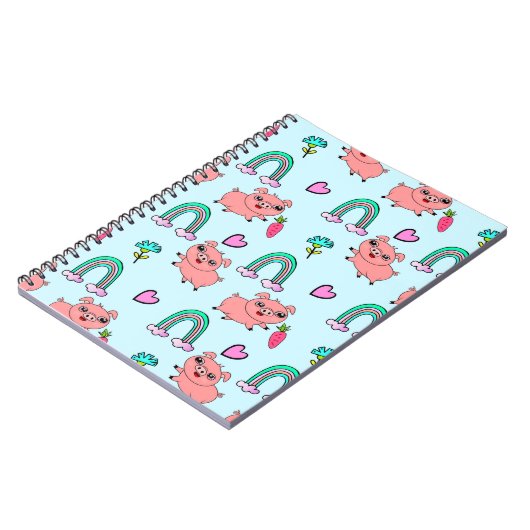 Carnet Cute and Quirky Pigs and Rainbows Pattern (Côté gauche)