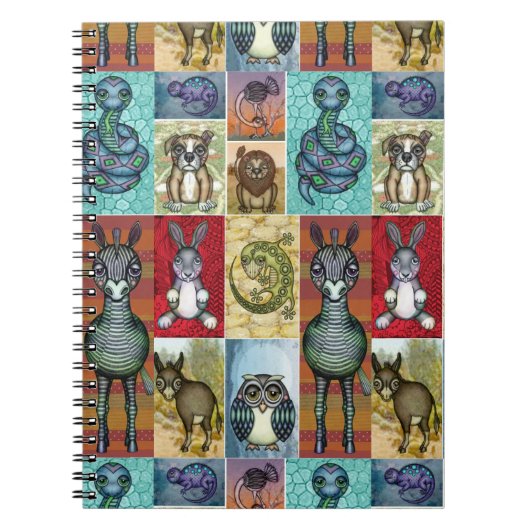 Carnet Cute Animal Collage Folk Art Design (Devant)