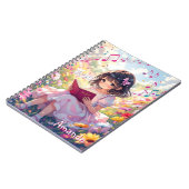 Carnet Cute Anime Girl Reading a Book Personalized (Côté gauche)